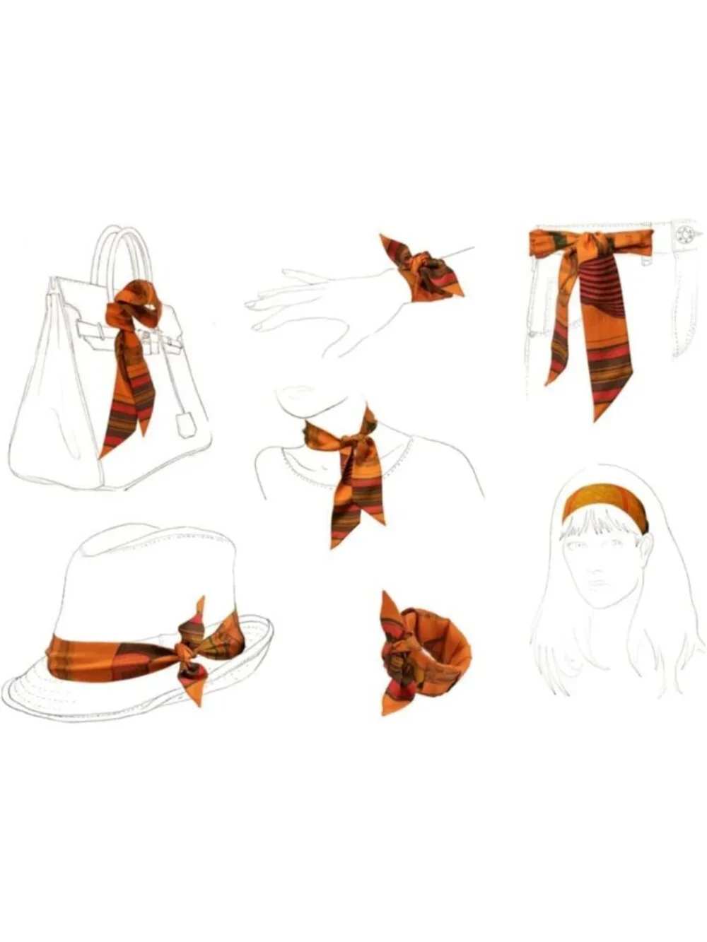 100% Mulberry Silk Scarf for Women - Versatile Hair Ribbon, Handbag Tie